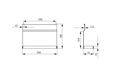 Полка для специй 1-уровневая, 256х75х180мм, отделка белый бархат (матовый)