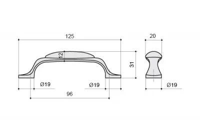 Ручка-скоба 96мм, отделка серебро старое + керамика