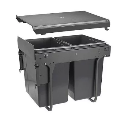 GTV: Сегрегатор для модуля 400мм (2х20L)антрацит, с креплением фасада, с доводчиком (в430мм, ш345мм, г480: PB-45-MF002x20-60A