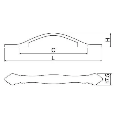 Ручка мебельная WERONA C=96мм, брашированная латунь GTV UZ-WERON-96-09