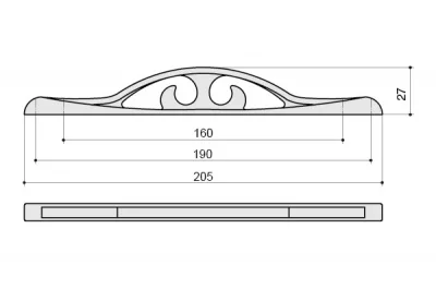 Ручка-скоба 192-160мм, отделка серебро античное
