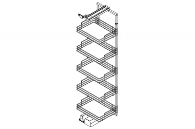 Колонна Pegasus в базу 600 выдвижная с 5 сетками, отделка титаниум