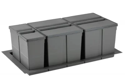 9XL Система хранения в базу 900, H.277мм (ведра: 1х11л,1х26л, 1х26л с разделителем), отделка орион серый