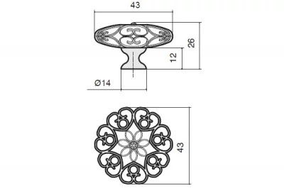 Ручка-кнопка, отделка никель + горный хрусталь