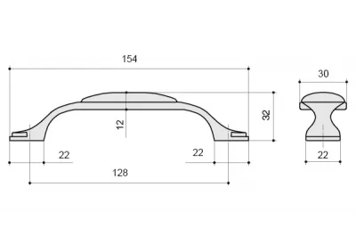 Ручка-скоба 128мм, отделка серебро старое + керамика