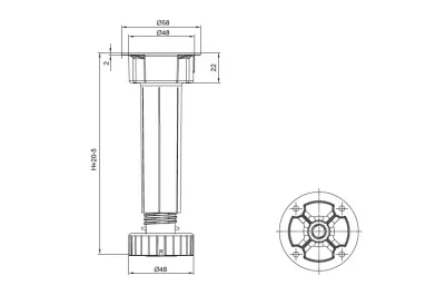 Ножка под цоколь H.150 (145-170) неразборная, черная Ножка под цоколь H.150 (145-170) неразборная, черная