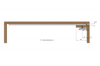 Шариковая направляющая h.35, L=460мм для поворотно-сдвижных фасадов, отделка цинк