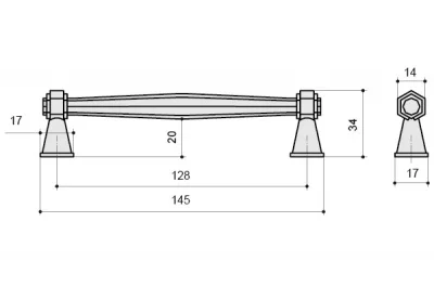 Ручка-скоба 128мм, отделка бронза античная французская