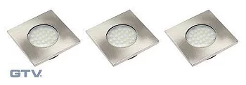 GTV: Комплект квадратных светодиодных светильников MARBELLA Plus (внутренний), 3x1,5W, 27 диодов, 230VAC, 2700K, теплый белый LD-KWP27CB-53