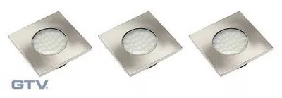 GTV: Комплект квадратных светодиодных светильников MARBELLA Plus (внутренний), 3x1,5W, 27 диодов, 230VAC, 2700K, теплый белый LD-KWP27CB-53