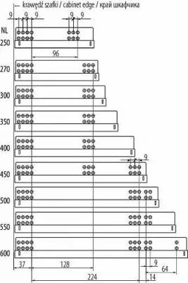 GTV: Направляющие MODERN SLIDE не полного 3/4 выдвижения L-350 для деревянных ящиков с доводчиком без кре: PB-G10HX350-H