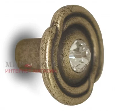 Ручка-кнопка D31мм бронза состаренная с кристаллами Сваровски: 2044K.23