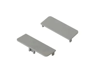 Комплект торцевых заглушек сплошных среднего профиля GOLA Alphalux(2 части:L+R), пластик серый