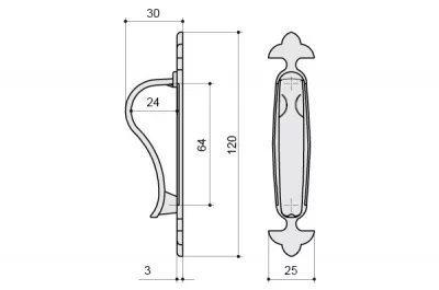 Ручка-скоба 64мм с накладкой, отделка бронза матовая