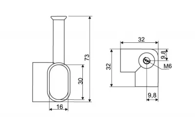 Держатель штанги 15х30 угловой, отделка никель