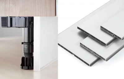 Комплект №9: Белый цоколь для кухни и набор для установки