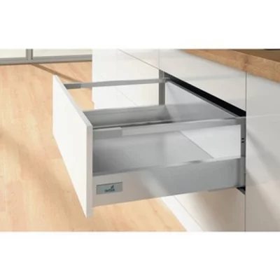 Hettich: 9228913: Комплект короба InnoTech Atira полного выдвижения с демпфером Silent System, H176, NL470, с релингом, серый
