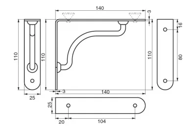 Менсолодержатель Palladio 14, отделка хром глянец, комплект 2 штуки