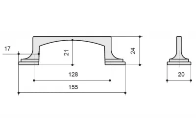 Ручка-скоба 128мм, отделка серебро античное