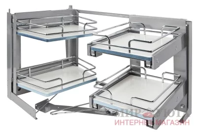 GALAXY Волшебный уголок левый, выдв. корзины и фасад с плавным закрыванием: SMACE45SXFMOMBASC
