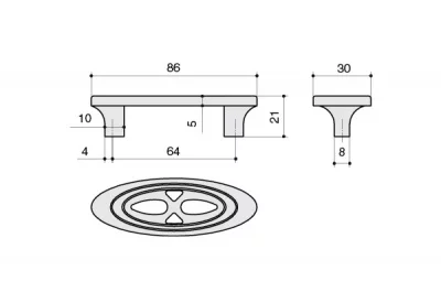Ручка-скоба 64мм, отделка бронза античная французская