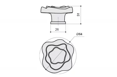 Ручка-кнопка, отделка керамика черная + золото