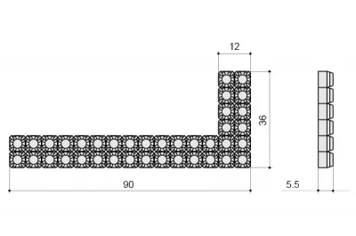 Накладка декоративная г-образная с кристаллами, левая, отделка никель + горный хрусталь