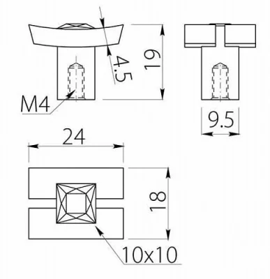 GTV: Ручка-кнопка с кристаллами 24х18мм, хром GZ-71C024-01