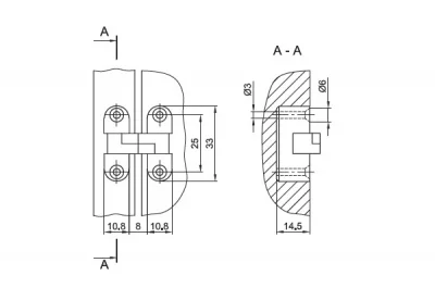 Петля скрытая овальная, отделка никель/белый Петля скрытая овальная, отделка никель/белый