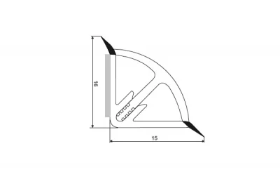 Мини-бортик DC.083Q самоклеящийся овальный, отделка нержавеющая сталь, L=5м