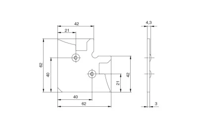 Сборочный уголок + 2 винта для FP.02, FP.04, FP.05, отделка цинк