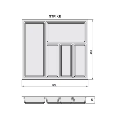 SKY Ёмкость в базу 600 (473х520) для столовых приборов, цвет белый