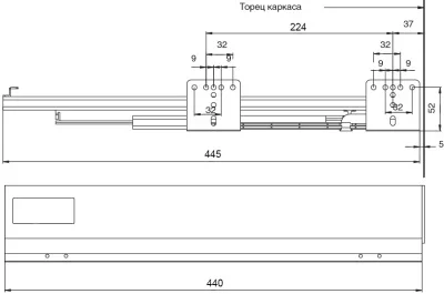 Комплект ящика Indigo H=90, L=450, отделка орион серый