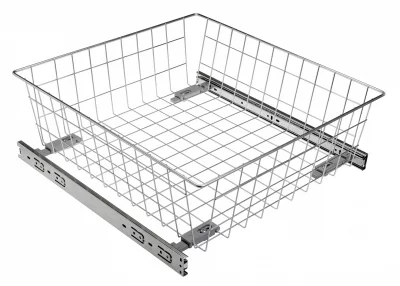 GTV: Корзина для белья 600мм, роликовая направляющая, H=100мм, эффект хрома KO-SRPR100-60-OC