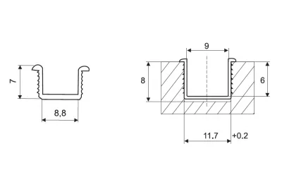 Угол поворотный R=53.0 врезной, светло-коричневый