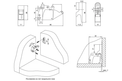 Клип-защёлка дверная Mini Latch, отделка никель + белая