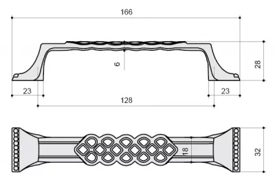 Ручка-скоба 128мм, отделка бронза &quot;Флоренция&quot;