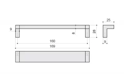 Ручка-скоба 160мм, отделка хром матовый + транспарент прозрачный