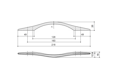 Ручка-скоба 160-128мм, отделка хром глянец (2 винта М4х16 + 2 винта М4х28)