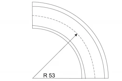 Угол поворотный R=53.0 врезной, серый
