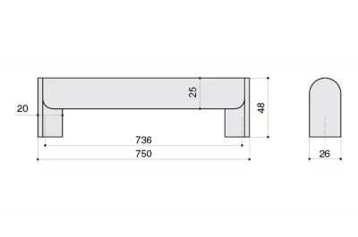 Ручка-скоба 736мм, отделка никель матовый шлифованный + сталь нержавеющая шлифованная