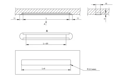 Профиль-рассеиватель 2206 для LED подсветки, L=2000мм, отделка матовый
