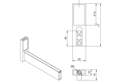 Linear Держатель штанги 10х30 торцевой, отделка серый металл