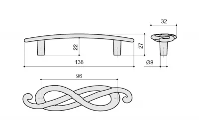 Ручка-скоба 96мм (левая), отделка бронза "Флоренция"