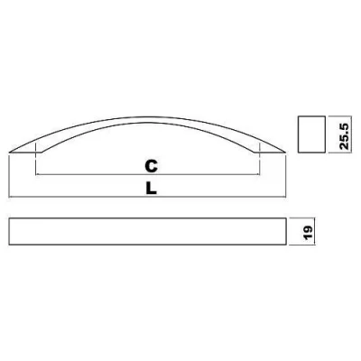 Ручка мебельная CALABRIA C=160 мм, инокс GTV UZ-CALABRIA160-06