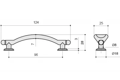 Ручка-скоба 96мм, отделка бронза
