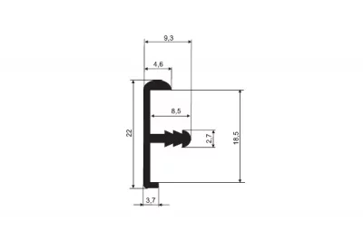 Профиль кромочный для 18мм ДСП, L=4000мм, отделка алюминий анодированный