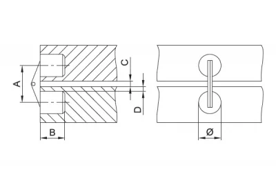 Петля скрытая цилиндрическая, d=10мм, бронза