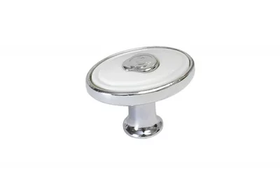 Ручка-кнопка, отделка хром глянец + вставка