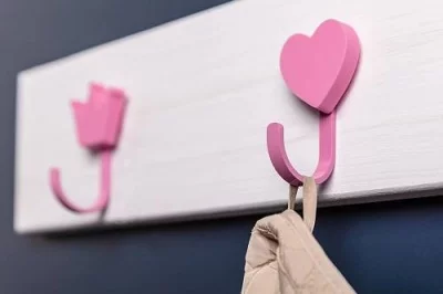 GTV: Крючок мебельный WM-HEART сердце, розовый: WM-HEART-RZ